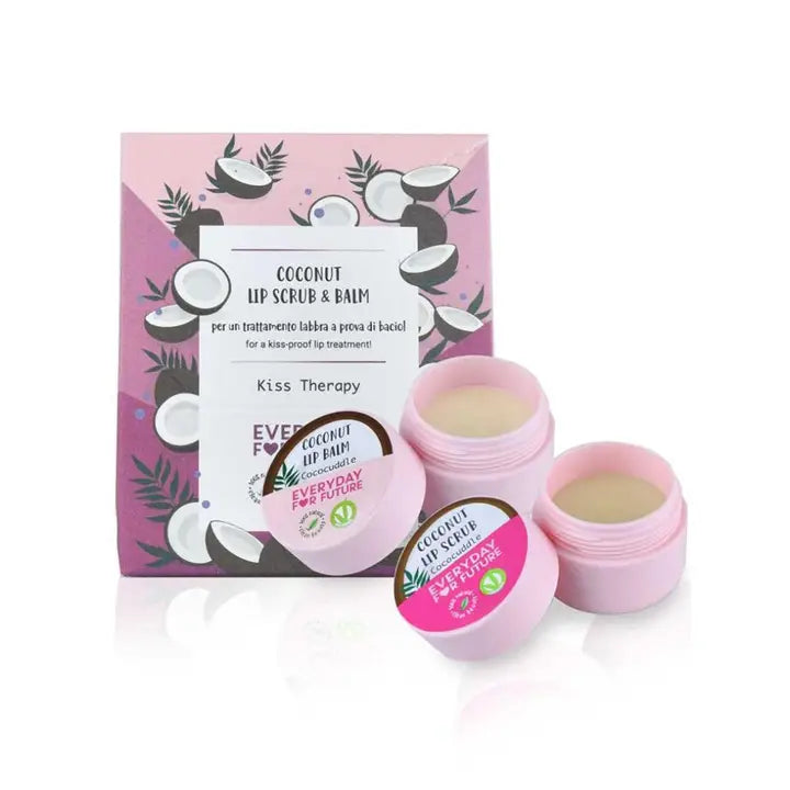 Coconut Lip Scrub & Lip Balm Kit, Moisturizing Lip Treatment